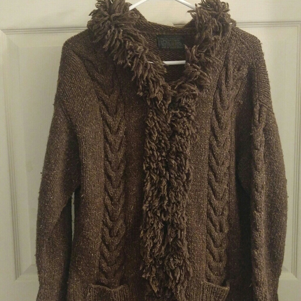 NWOT Otavalo Handmade Heather Brown sweater jacket